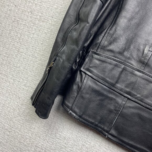 Bullmaster Leather Motorcycle Belted Biker Jacket Café Racer Black Women Sz M - Picture 15 of 16